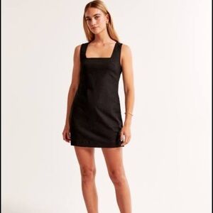 Abercrombie Black Linen Blend Sleeveless Dress square neck size XS